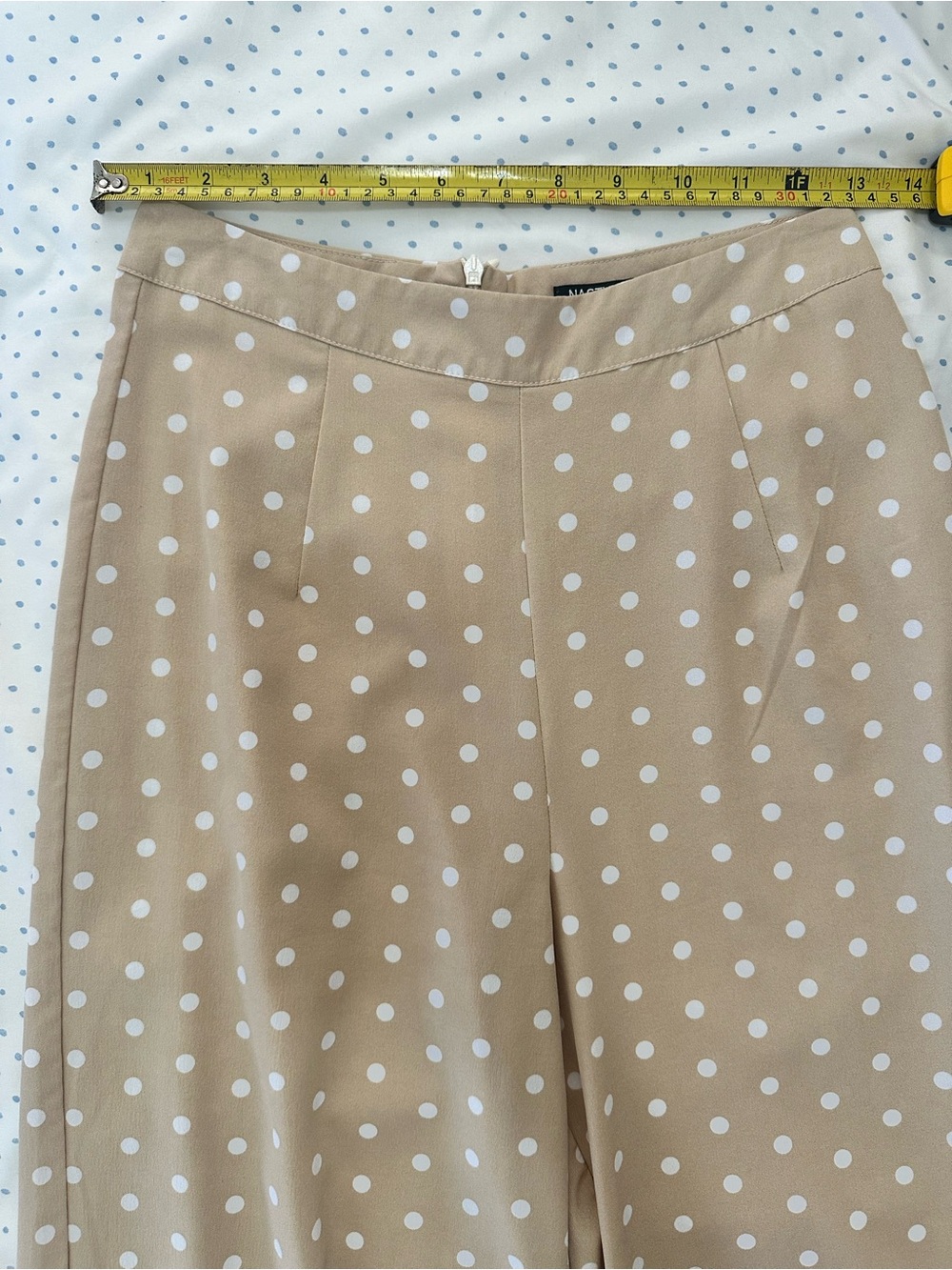 Nasty Gal Polka Dot 2 Piece Set Sand Crop Top & Wide Leg Pants | Size 2 - Picture 10 of 10